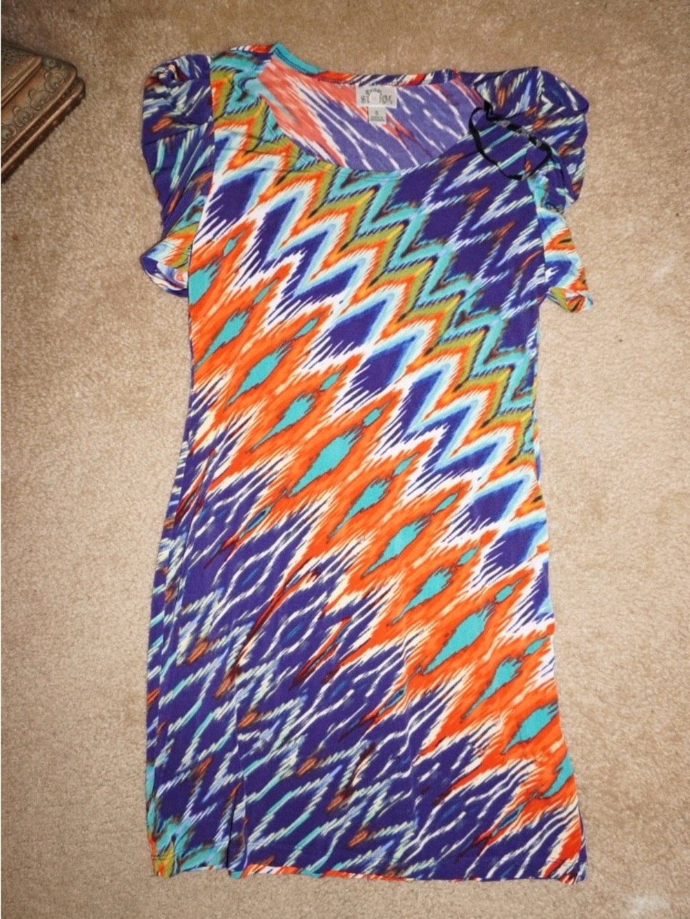 Sweet Storm Multicolor Ikat-Style Short Sleeve Top